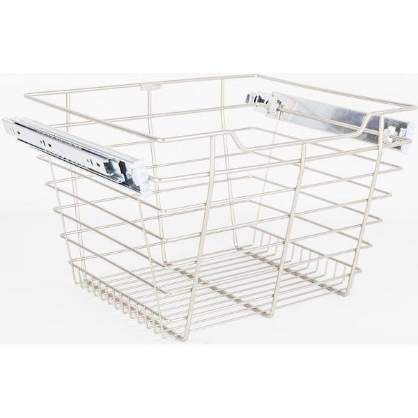 Hardware Resources Satin Nickel Closet Pullout Basket with Slides 16"Dx17"Wx11"H POB1-161711SN - main